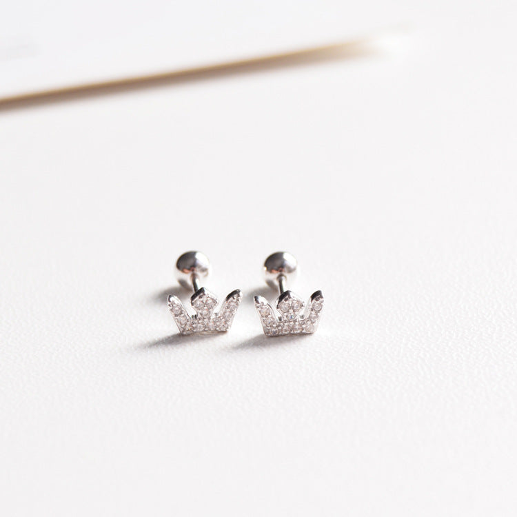 Crown Zircon Stud Earrings