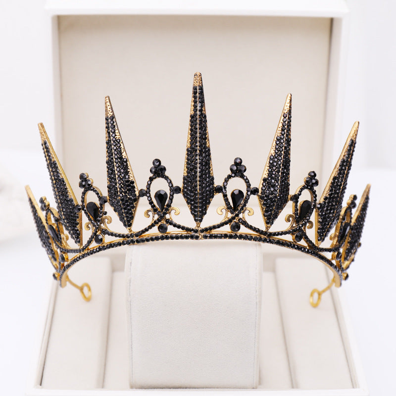 Baroque black bridal crown headband