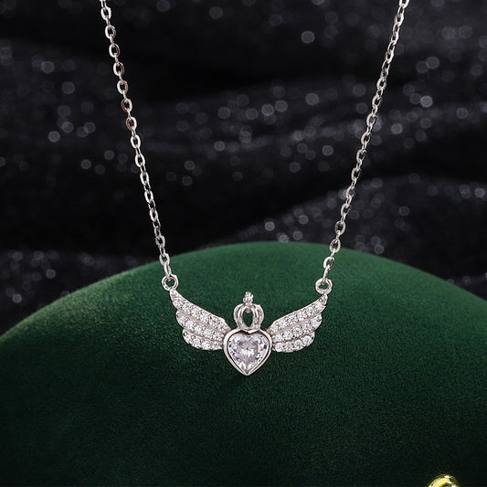 Creative Angel Wings Ins Crown Love Pendant Necklace