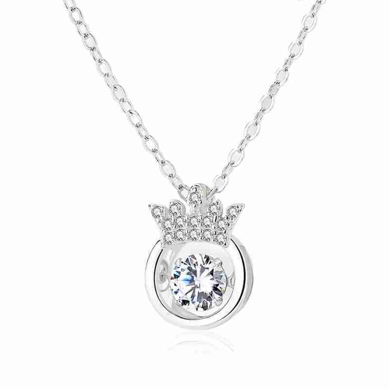 Ladies Crown Heartbeat Short Pendant Necklace