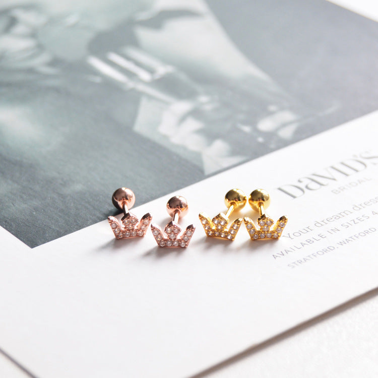 Crown Zircon Stud Earrings