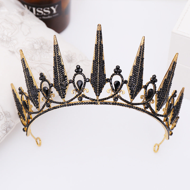 Baroque black bridal crown headband