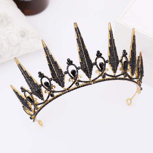 Baroque black bridal crown headband