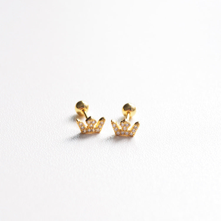 Crown Zircon Stud Earrings