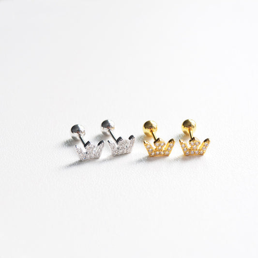 Crown Zircon Stud Earrings