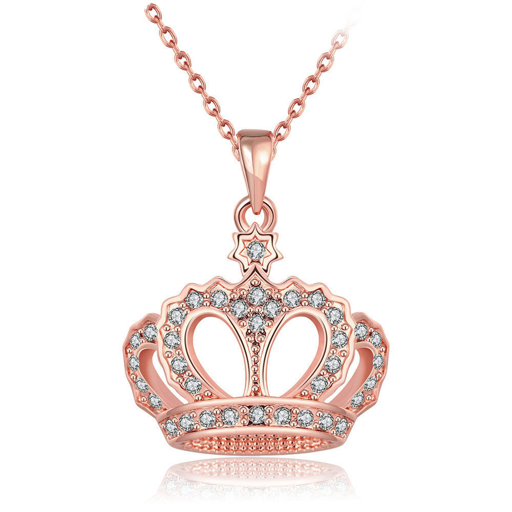 Fashion Creative Crown Crystal Pendant Necklace