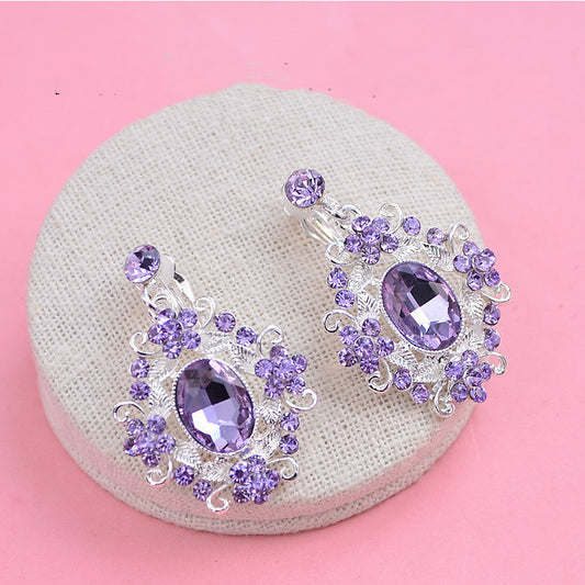 Vintage Crown Earrings Set Hair Accessories Bride Hair Hoop Korean Crown