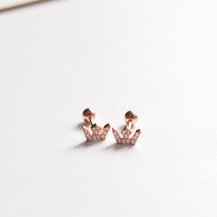 Crown Zircon Stud Earrings