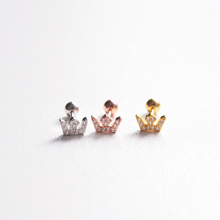 Crown Zircon Stud Earrings