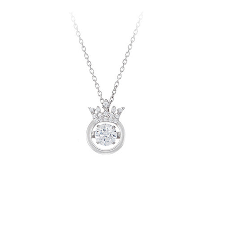 Ladies Crown Heartbeat Short Pendant Necklace