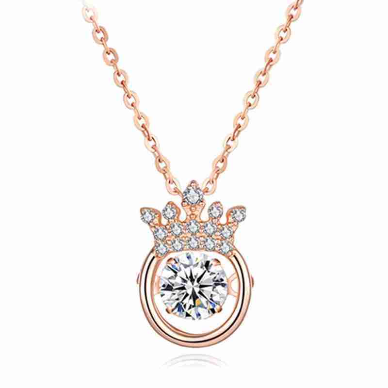 Ladies Crown Heartbeat Short Pendant Necklace