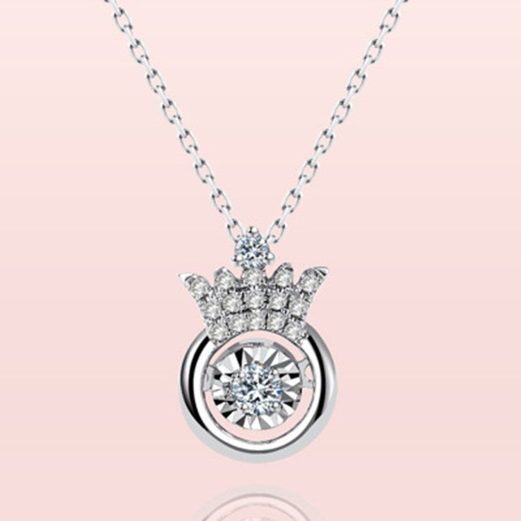 Ladies Crown Heartbeat Short Pendant Necklace