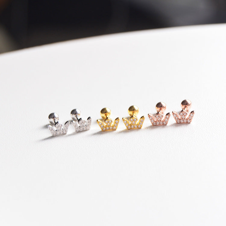 Crown Zircon Stud Earrings