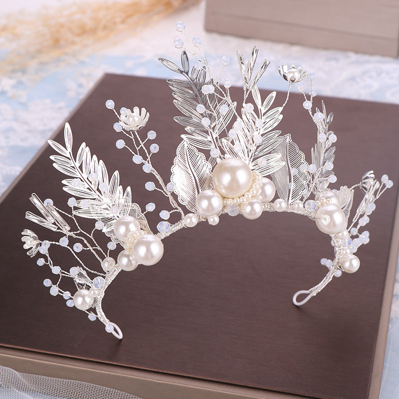 Women's Leaf Crystal Bridal Crown Earring Set