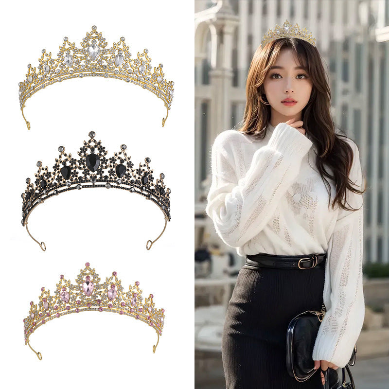 Rhinestone Dark Crown Halloween Dress-up Baroque Accessories