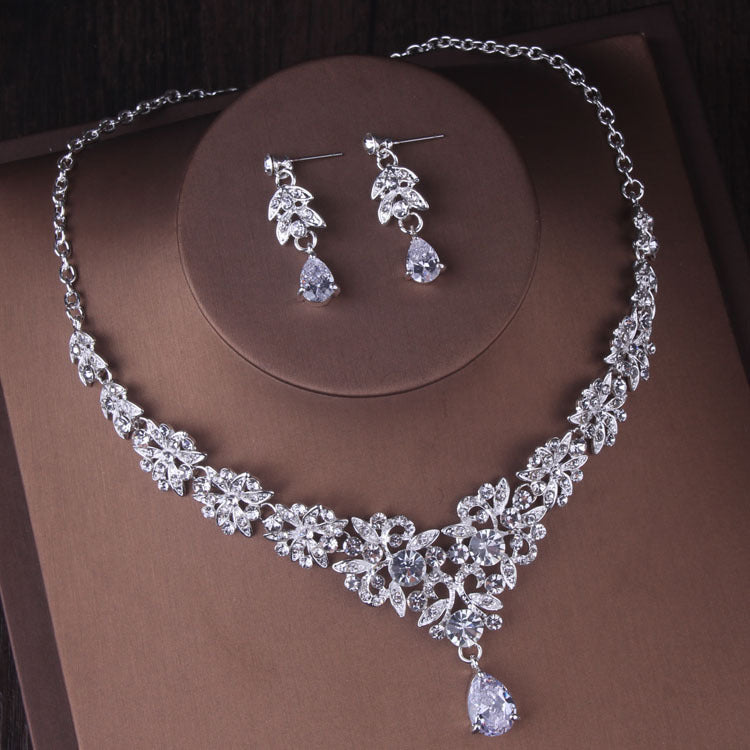 Wedding Crown Tiara Necklace Set Chain