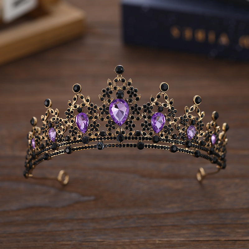 Rhinestone Dark Crown Halloween Dress-up Baroque Accessories