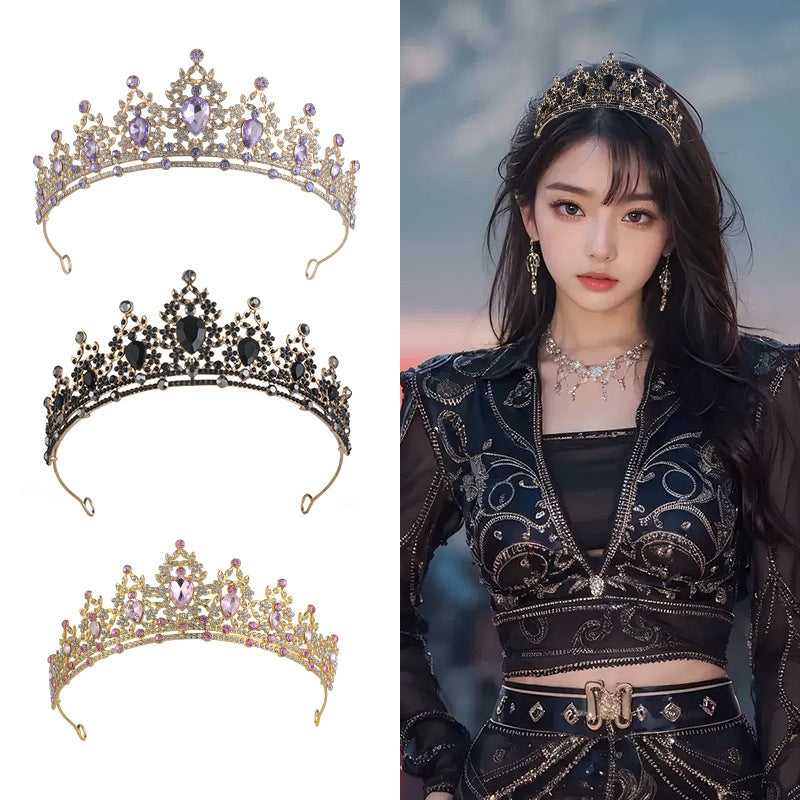 Rhinestone Dark Crown Halloween Dress-up Baroque Accessories