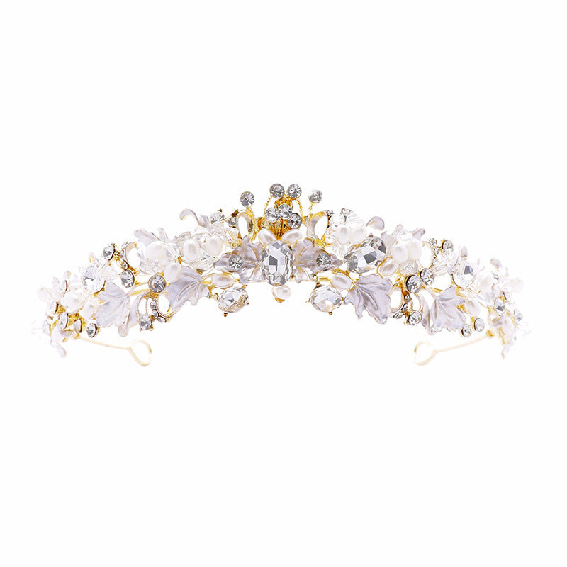 Pearl Elegant Crown Headdress Female Birthday Crown Wedding Dress Hair Accessories