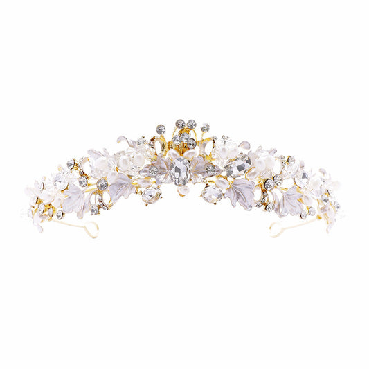 Pearl Elegant Crown Headdress Female Birthday Crown Wedding Dress Hair Accessories